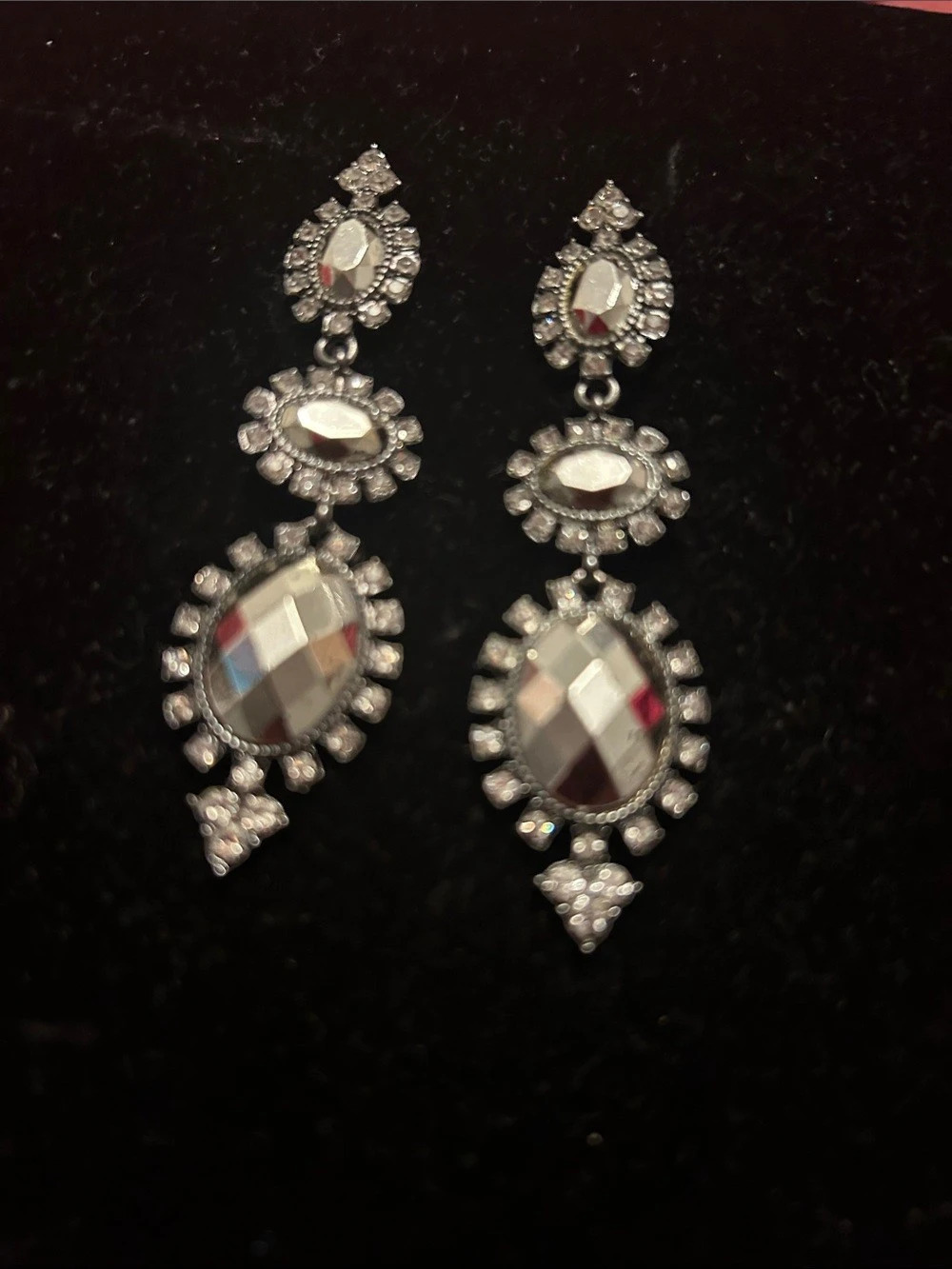 Silver-Tone Statement Dangle Earrings